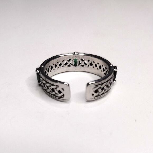 Celtic Emerald Ring Adjustable Silver Plated St Patrick's Christmas Irish Gift! - Picture 4 of 6